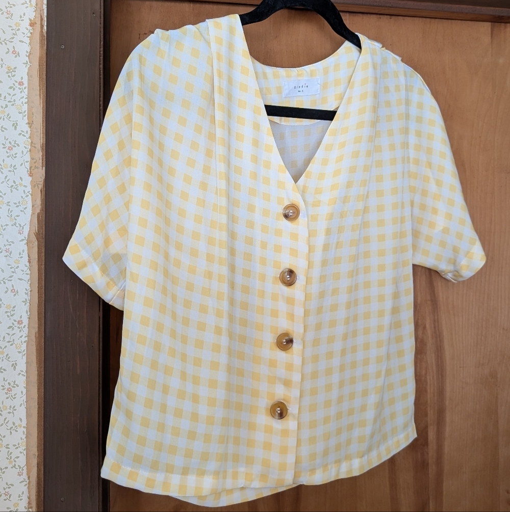 Elodie Yellow Checkered Button-Down Shirt